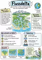 Vorschau - Arbeitsblätter - Lernplakat + Arbeitsblätter zum Thema "Flussdelta" + Lösung & MP3 + Infografik - Deckblatt
