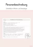 Vorschau - Arbeitsblätter - Personenbeschreibung: Schreibhilfen - Deckblatt