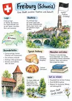 Vorschau - Arbeitsblätter - Lernplakat + Arbeitsblätter zum Thema "Freiburg (Schweiz)" + Lösung & MP3 + - Seite 1