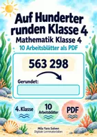 Vorschau - Arbeitsblätter - Auf Hunderter runden Klasse 4 | Mathematik Klasse 4 | 10 Arbeitsblätter als PDF - Deckblatt