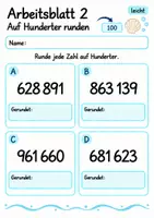 Vorschau - Arbeitsblätter - Auf Hunderter runden Klasse 4 | Mathematik Klasse 4 | 10 Arbeitsblätter als PDF - Seite 2