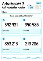 Vorschau - Arbeitsblätter - Auf Hunderter runden Klasse 4 | Mathematik Klasse 4 | 10 Arbeitsblätter als PDF - Seite 3