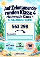 Vorschau - Arbeitsblätter - Auf Zehntausender runden Klasse 4 | Mathematik Klasse 4 | 10 Arbeitsblätter als PDF - Deckblatt
