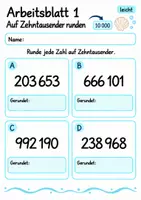 Vorschau - Arbeitsblätter - Auf Zehntausender runden Klasse 4 | Mathematik Klasse 4 | 10 Arbeitsblätter als PDF - Seite 1