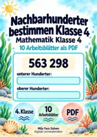 Vorschau - Arbeitsblätter - Nachbarhunderter bestimmen Klasse 4 | Mathematik Klasse 4 | 10 Arbeitsblätter als PDF - Deckblatt