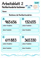 Vorschau - Arbeitsblätter - Nachbarhunderter bestimmen Klasse 4 | Mathematik Klasse 4 | 10 Arbeitsblätter als PDF - Seite 2