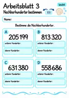 Vorschau - Arbeitsblätter - Nachbarhunderter bestimmen Klasse 4 | Mathematik Klasse 4 | 10 Arbeitsblätter als PDF - Seite 3