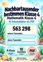 Vorschau - Arbeitsblätter - Nachbartausender bestimmen Klasse 4 | Mathematik Klasse 4 | 10 Arbeitsblätter als PDF - Deckblatt