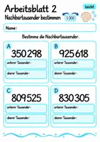 Vorschau - Arbeitsblätter - Nachbartausender bestimmen Klasse 4 | Mathematik Klasse 4 | 10 Arbeitsblätter als PDF - Seite 2