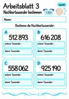 Vorschau - Arbeitsblätter - Nachbartausender bestimmen Klasse 4 | Mathematik Klasse 4 | 10 Arbeitsblätter als PDF - Seite 3