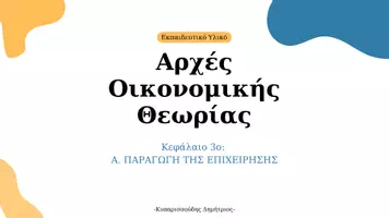 Προεπισκόπηση - Διαδραστικό υλικό - ΑΟΘ - Κεφάλαιο 3ο Η Παραγωγή και το κόστος της Επιχείρησης - Σελίδα 1
