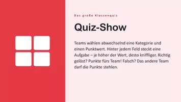 Vorschau - Spiele - Das große Klassenquiz: PP-Präsentation, Vorlage zum anpassen - Seite 1