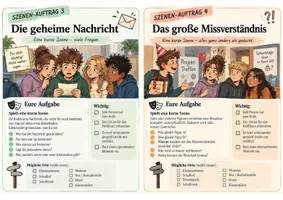 Vorschau - Aufgabenkarten - 8 Szenen für Theater AG - spontan, Improvisation Gruppenarbeit Schauspiel - Seite 2