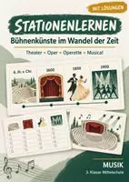 Vorschau - Arbeitsblätter - Bühnenkünste im Wandel der Zeit – Stationenlernen Musik zu Theater, Oper, Operette & Musical 3. Klasse mit Lösungen - Deckblatt