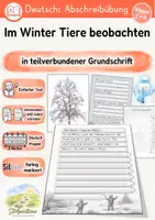 Vorschau - Unterrichtsreihen - Abschreibübung in Grundschrift "Im Winter Tiere beobachten" - Seite 1