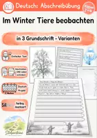 Vorschau - Unterrichtsreihen - Abschreibübung in Grundschrift "Im Winter Tiere beobachten" - Deckblatt