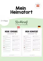 Vorschau - Arbeitsblätter - Mein Heimatort – Steckbrief für Österreich & Deutschland - Deckblatt