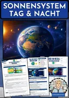 Vorschau - Arbeitsblätter - Erde im Weltall - Sonnensystem, Tag und Nacht, Jahreszeiten - Arbeitsblätter und Merkblätter mit Lösungen - Erdkunde Klasse 5/6 - Deckblatt