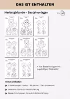 Vorschau - Mal- und Bastelvorlagen - Herbstgirlande basteln | 18 Herbstmotive mit Waldtieren für Herbst Girlande | Bastelvorlage Kunst mit Igel & Fuchs für Kita, Vorschule & Klasse 1 - Seite 2