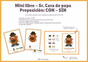 Vista previa - Hojas de trabajo - Mini Libro Sr. cara de papa - preposición CON/SIN - página 1
