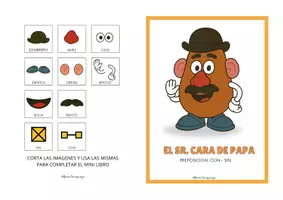 Vista previa - Hojas de trabajo - Mini Libro Sr. cara de papa - preposición CON/SIN - página 2