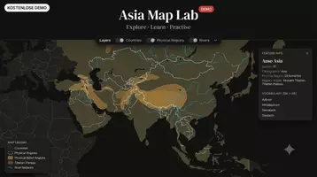 Vorschau - Fördermaterial/Inklusion - Asia Map Lab | Interaktive Karte | Bilingual Geo (CLIL) - Deckblatt