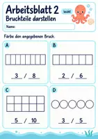 Vorschau - Arbeitsblätter - Mathetest Brüche und Daten Klasse 4 | Mathematik Klasse 4 | 10 Arbeitsblätter als PDF - Seite 2