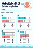 Vorschau - Arbeitsblätter - Mathetest Brüche und Daten Klasse 4 | Mathematik Klasse 4 | 10 Arbeitsblätter als PDF - Seite 3