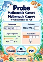Vorschau - Arbeitsblätter - Probe Mathematik Klasse 4 | 10 Arbeitsblätter / Aufgabenblätter als PDF - Deckblatt