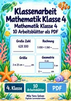 Vorschau - Arbeitsblätter - Klassenarbeit Mathematik Klasse 4 | Mathematik Klasse 4 | 10 Arbeitsblätter als PDF - Deckblatt