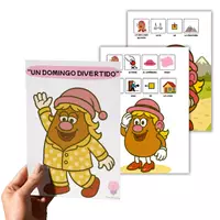 Vista previa - Refuerzo / NEE / Materiales de apoyo - Cuento con pictogramas - Un Domingo divertido de la Sra cara de papa - Portada