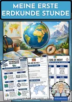 Vorschau - Stundenentwürfe - Erste Erdkundestunde Klasse 5 - Startpaket mit Fahrplan, Quiz, Steckbrief & Deckblatt - Erdkunde - Deckblatt