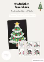 Vorschau - Mal- und Bastelvorlagen - Materialpaket Wintermotive (Basteln mit Watte) | Tannenbaum, Eisbär, Handschuhe, Winterliche Häuser - Seite 1