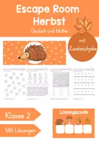 Vorschau - Arbeitsblätter - Escape Room Herbst Klasse 2 - mit Lösungen - Deckblatt