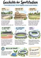 Vorschau - Arbeitsblätter - Lernplakat + Arbeitsblätter zum Thema "Geschichte der Sportstadien" + Lösung & MP3 + Infografik - Seite 1