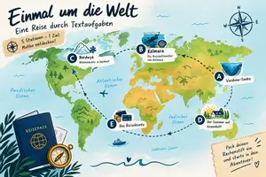 Vorschau - Arbeitsblätter - Stationenarbeit - Einmal um die Welt - negative und positive Zahlen - Deckblatt