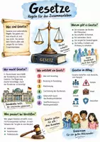 Vorschau - Arbeitsblätter - Lernplakat + Arbeitsblätter zum Thema "Gesetz" + Lösung & MP3 + Infografik - Seite 1
