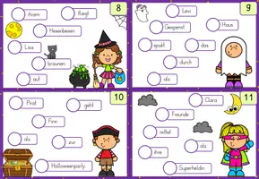 Vorschau - Stationenlernen - Halloween Schüttelsätze | Satzbau | Grammatik | Kartei | Freiarbeit | Klasse 2-4 - Seite 3