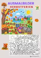 Vorschau - Mal- und Bastelvorlagen - Herbstferien Ausmalbilder - Deckblatt