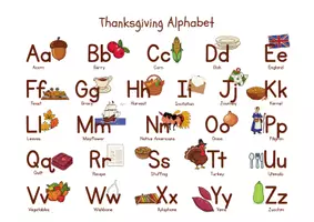 Vorschau - Poster - Thanksgiving Alphabet - Englisches ABC-Lernposter für die Grundschule - Seite 2