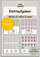 Vorschau - Arbeitsblätter - Klettaufgaben: Menge 20 - SOMMER - Menge legen - TEACCH - Deckblatt