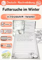 Vorschau - Unterrichtsreihen - Abschreibübung in Grundschrift "Futtersuche im Winter" (Tiere im Winter) - Deckblatt