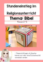 Vorschau - Aufgabenkarten - Bibel - Einstieg in die Religionsstunde - Impulsfragen im Einsteckwürfel - Deckblatt