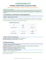 Vorschau - Arbeitsblätter - Arbeitsblatt Reihen Parallelschaltung Stromkreis Schaltung Elektrizität mit Lösungen - Deckblatt