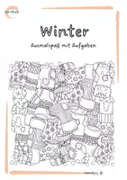 Vorschau - Arbeitsblätter - Winter & Weihnachten – Ausmalspaß mit Aufgaben - Deckblatt