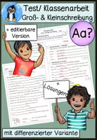 Vorschau - Arbeitsblätter - Klassenarbeit & Test Groß- und Kleinschreibung – FRESCH Rechtschreibung Klasse 3 & 4 | Differenziert - Deckblatt