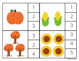 Aperçu - Apprentissages en autonomie - Cartes à Pinces Automne 1 à 10 | Pommes, Citrouilles - Page 2
