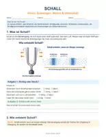 Vorschau - Arbeitsblätter - Arbeitsblatt Schall Schallausbreitung Schallgeschwindigkeit Ultraschall Schallquellen Physik - Deckblatt