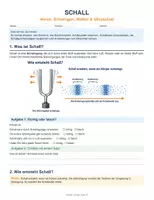 Vorschau - Arbeitsblätter - Arbeitsblatt Schall Schallausbreitung Schallgeschwindigkeit Ultraschall Schallquellen Physik - Seite 1