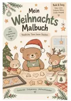 Vorschau - Mal- und Bastelvorlagen - Weihnachten Ausmalbuch Kinder PDF, Bold and Easy Malbuch Vorschule, Süße Malvorlagen Winter Digital, Einfaches Ausmalheft Kindergarten - Deckblatt
